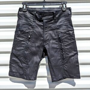 Crisiswear Black waxed Jean shorts unisex